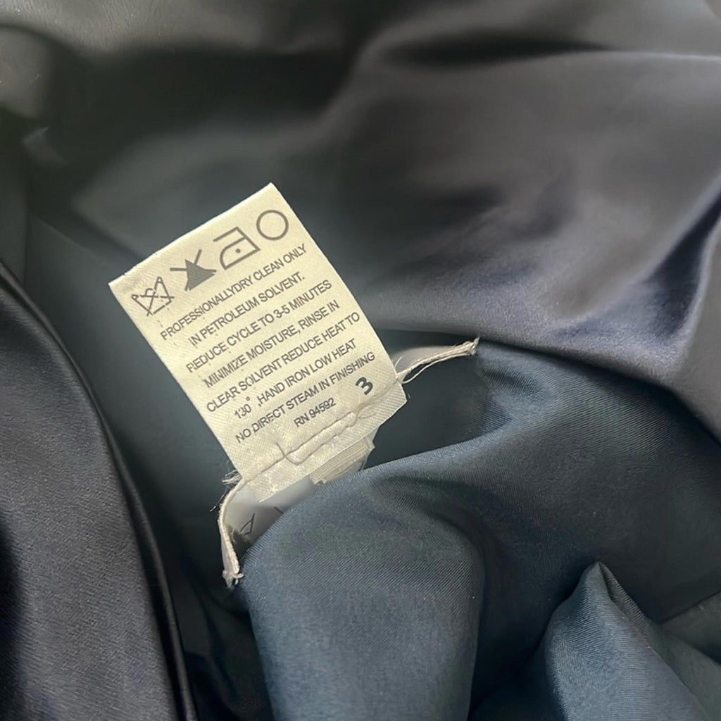 NEW Amsale NAVY One Shoulder Fluid Satin Cocktail Midi Dress, Size 4 Retail $385