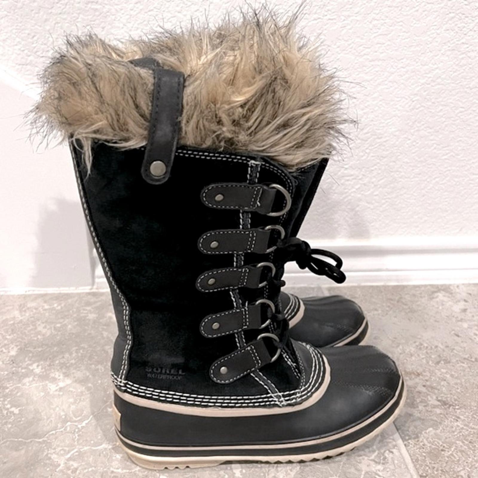 Sorel Joan of Arctic Soft Leather Waterproof Boots, Black Size 7 EXCELLENT $240