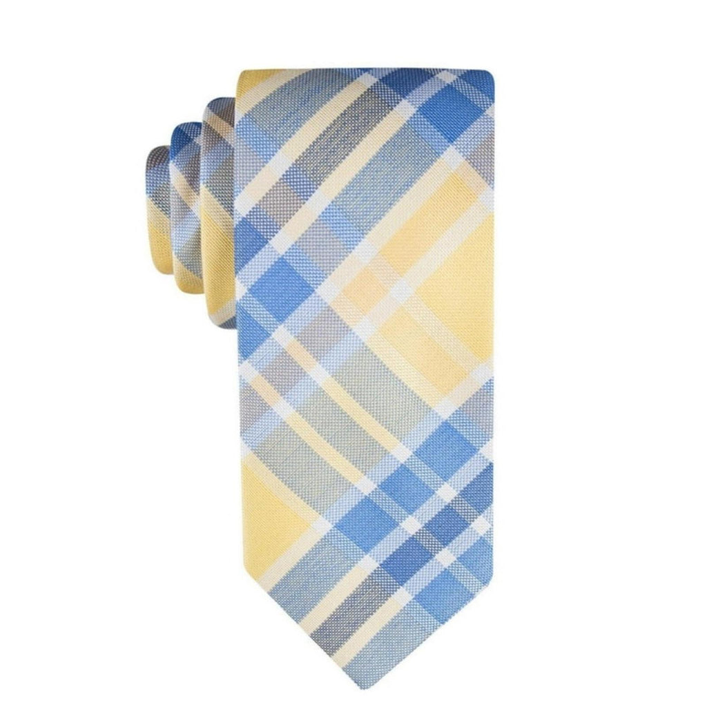 Tommy Hilfiger Festive Plaid Tie in Yellow & Blue, One Size, New w/Tag