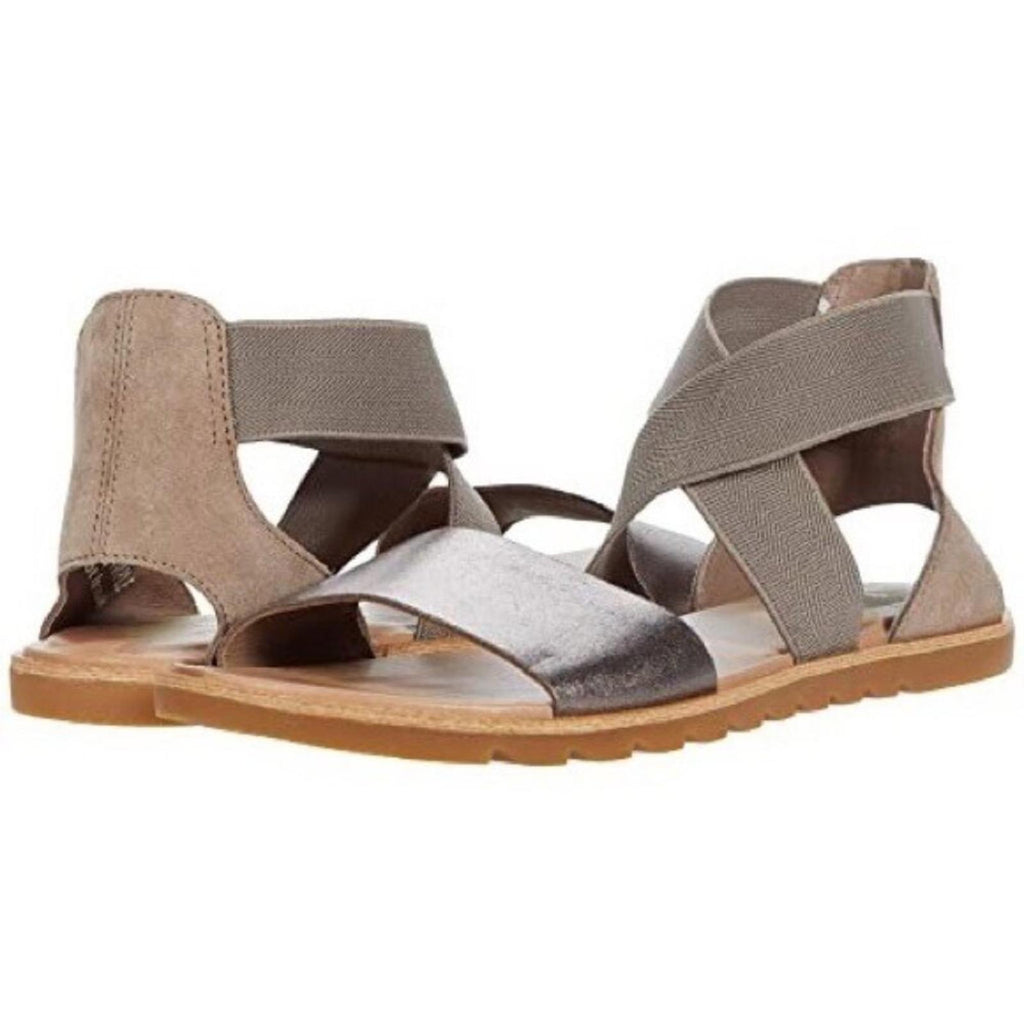 NEW Sorel Ella II Criss-Cross Metallic Brown Leather Sandals, Size 9.5 w/o Box
