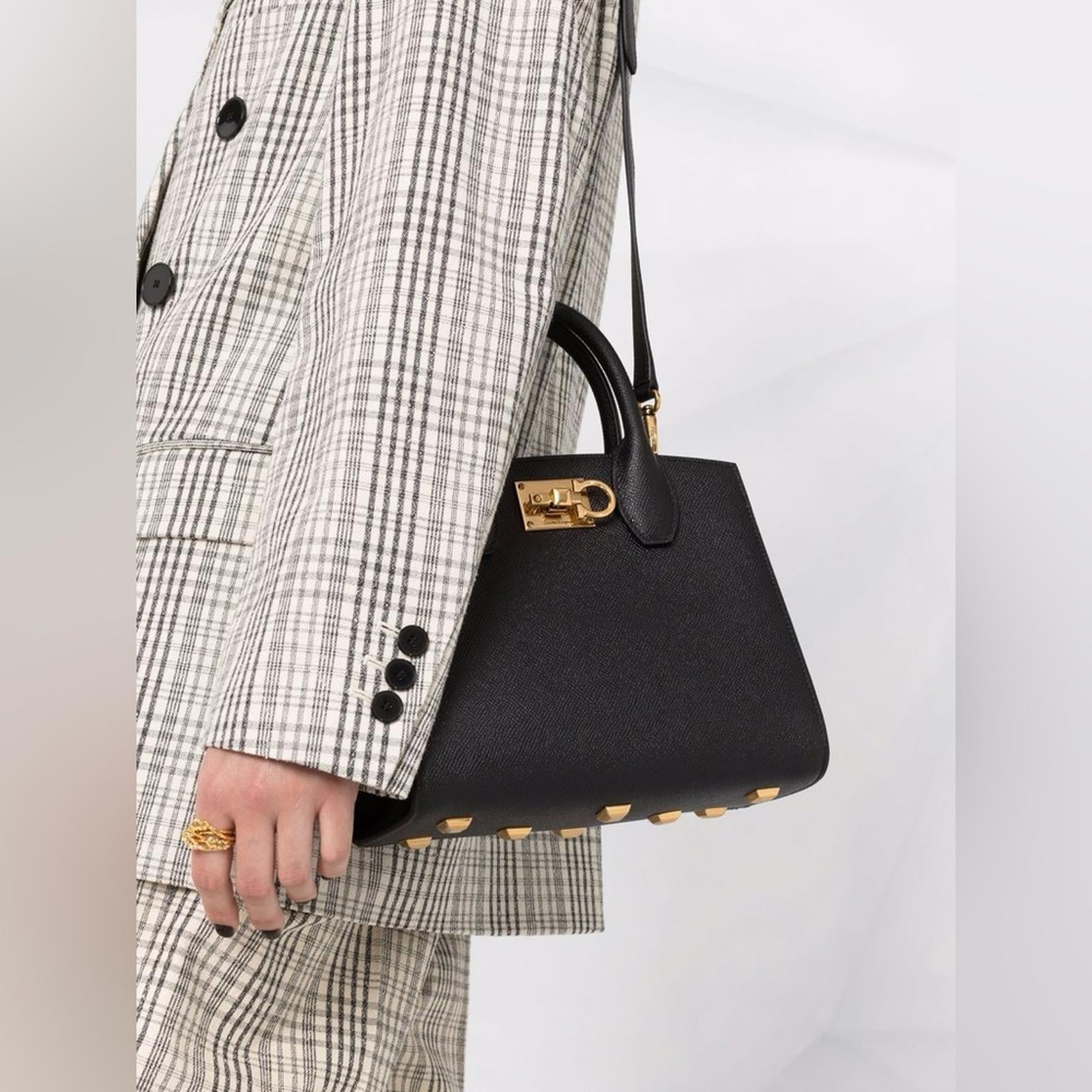 Salvatore Ferragamo Studio Box Bag in Black NEW with Tag