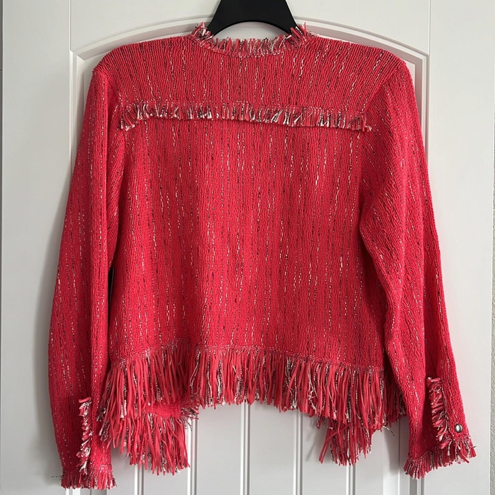 NIC+ZOE Fancy Fringe Jacket in Watermelon, Size XL New w/Tag