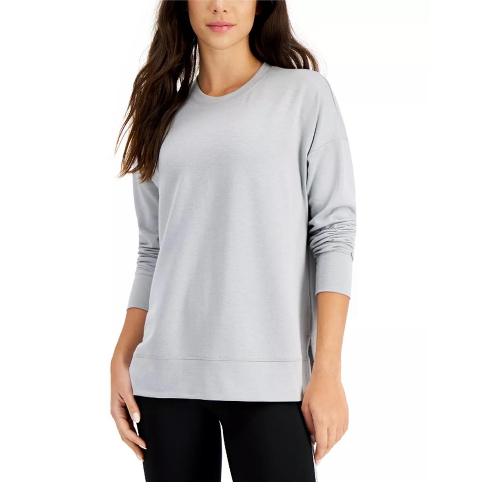 ID-Ideology Active Solid Crewneck Top in Grey, Size S New w/Tag $39.50