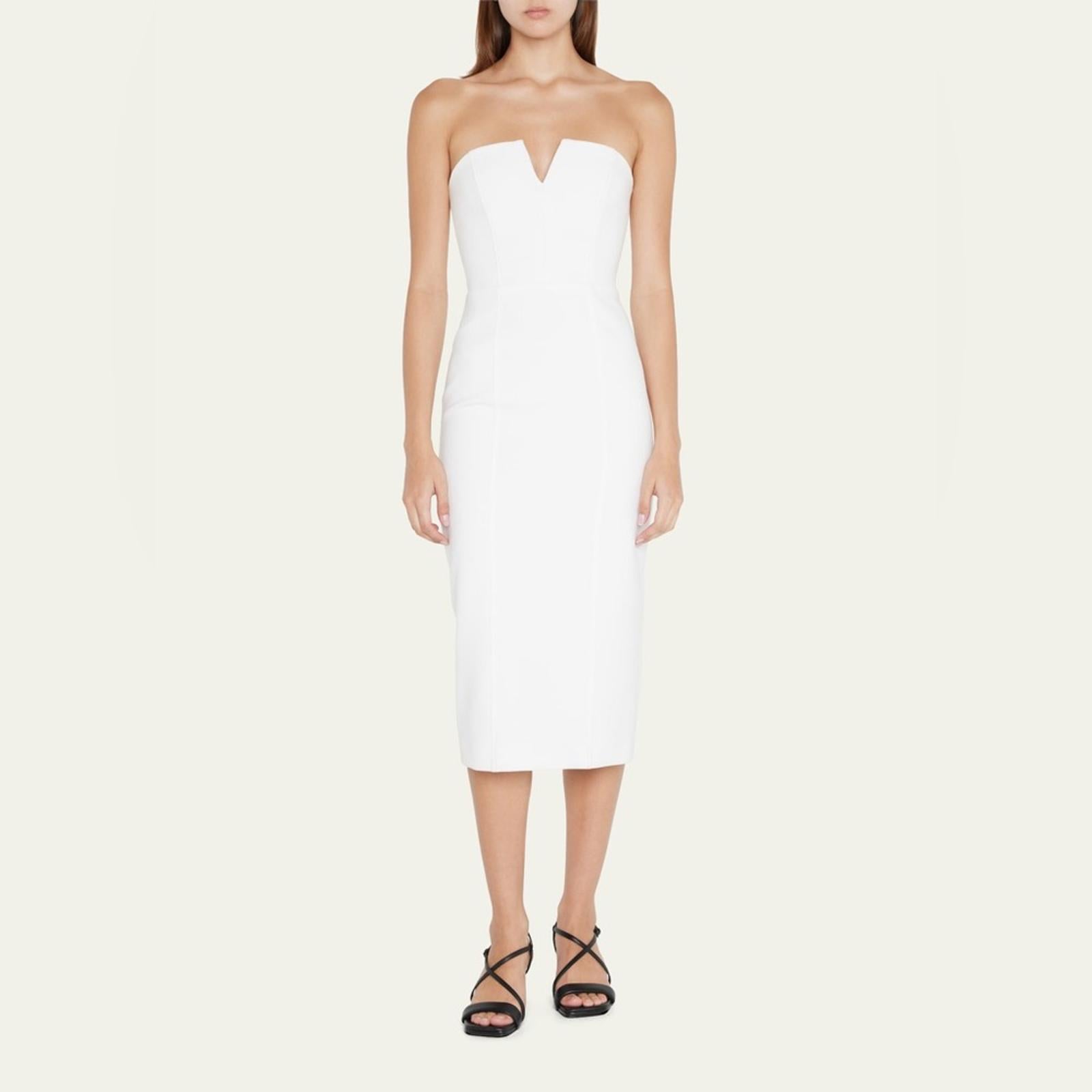 Veronica Beard Nabi WHITE Strapless Midi Dress, Size 14 New w/Tag