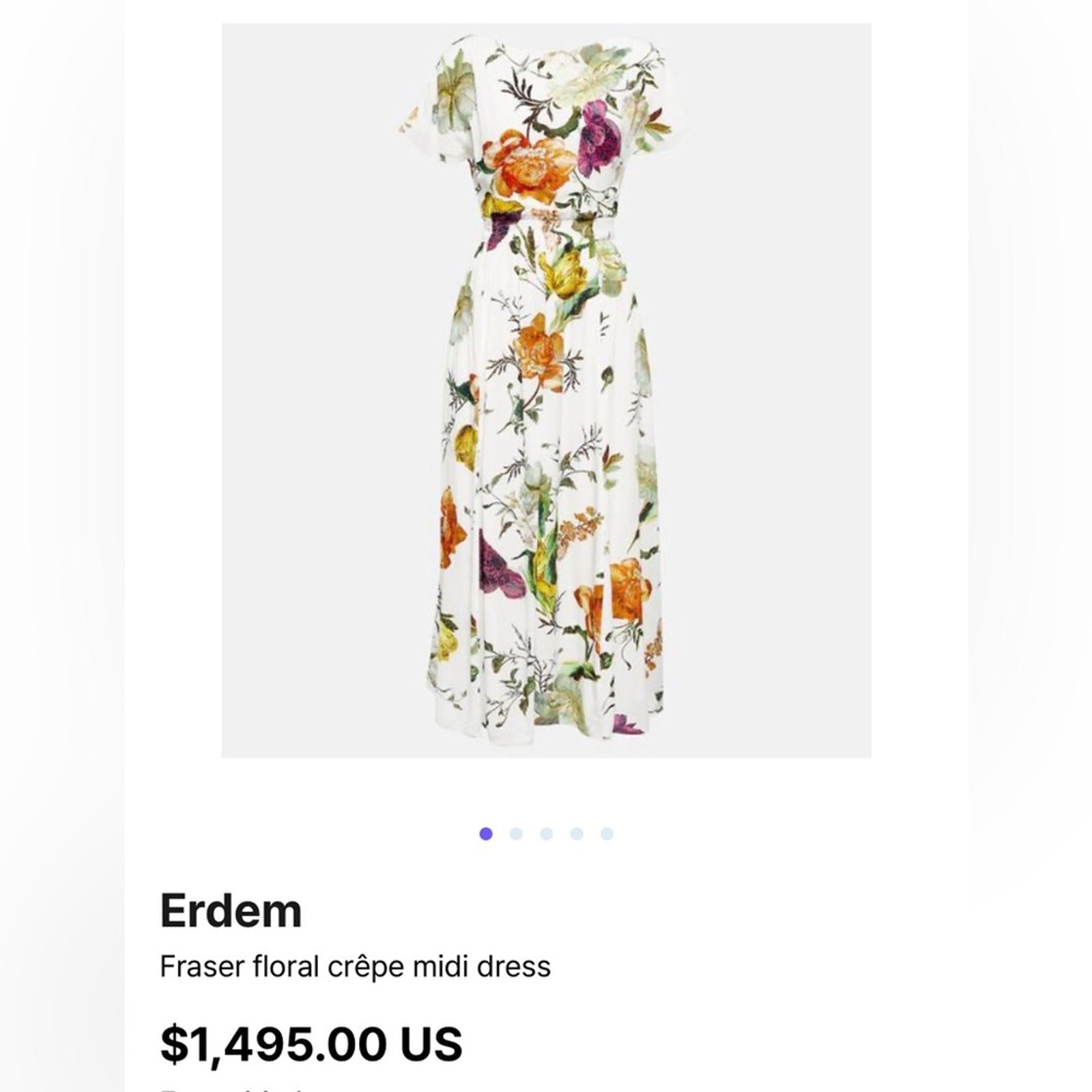ERDEM Brealey Bouquet Pattern Fraser Dress Size US4 | UK8 New with Tag