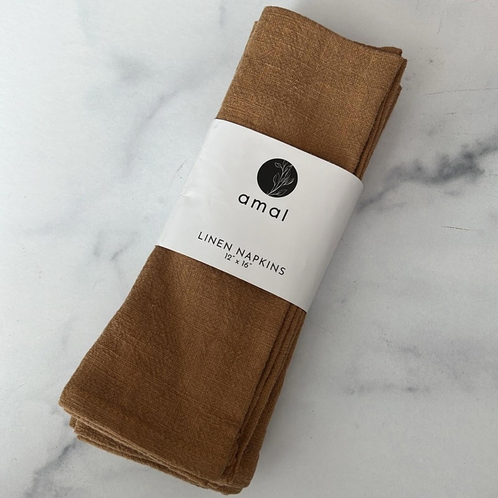 Amal Tan Linen Napkins Set of 4, Measures 12”x16” NEW