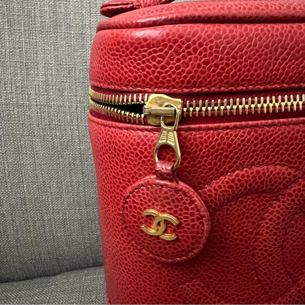 Chanel Timeless Vanity Case, Red Caviar Leather Bag
