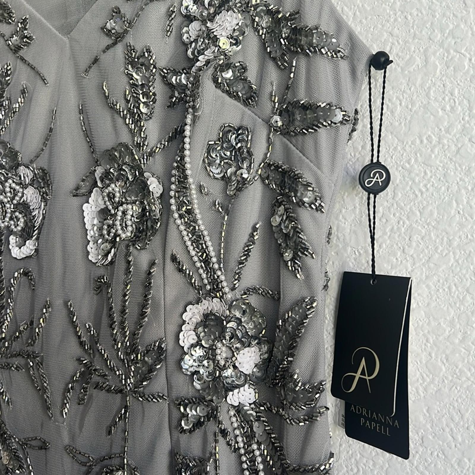 Adrianna Papell Embellished Sheath Dress in Bridal Silver, NEW, Size 4 $249