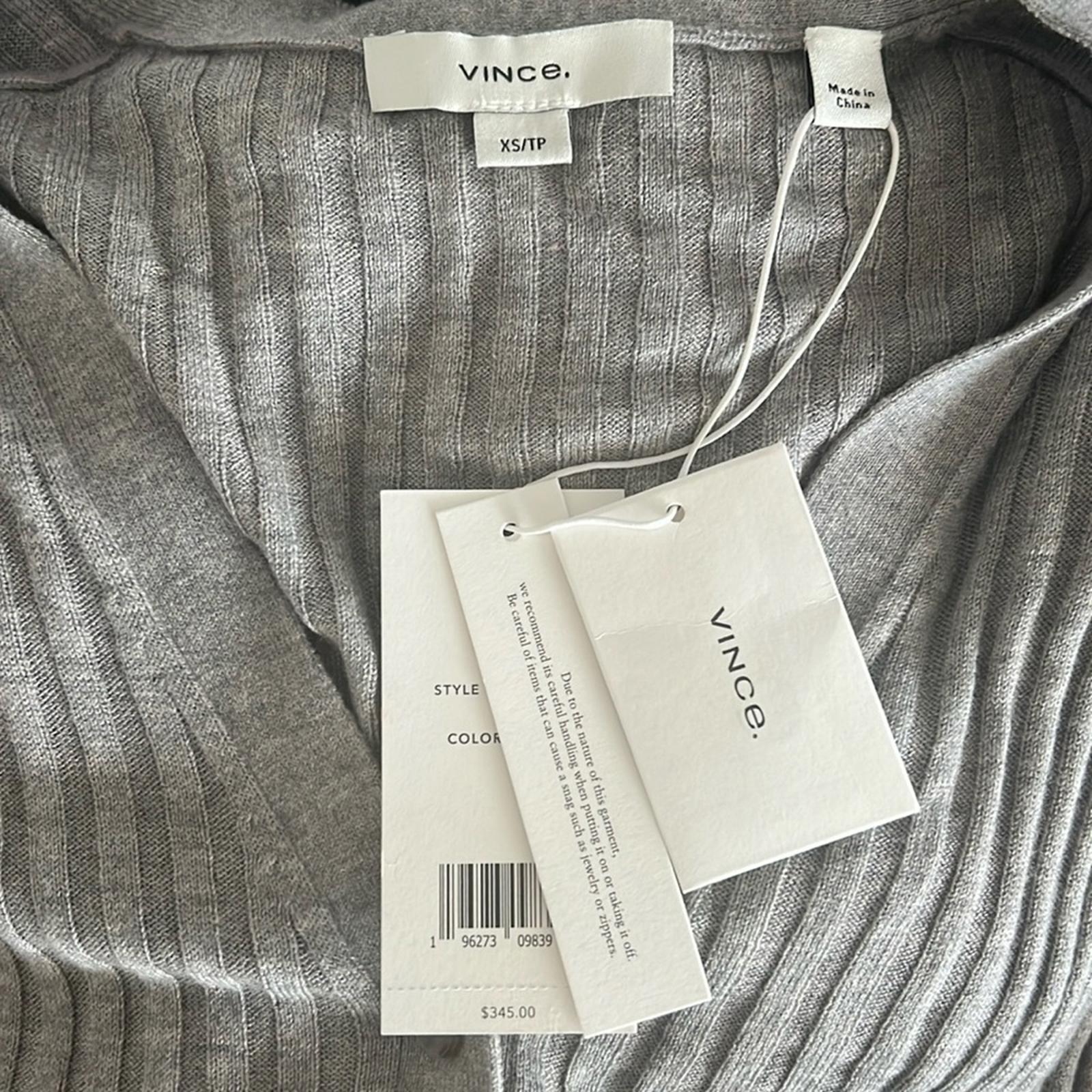 Vince Skinny Ribbed Cardigan in Steel, Size XS New w/Tag Retail $345