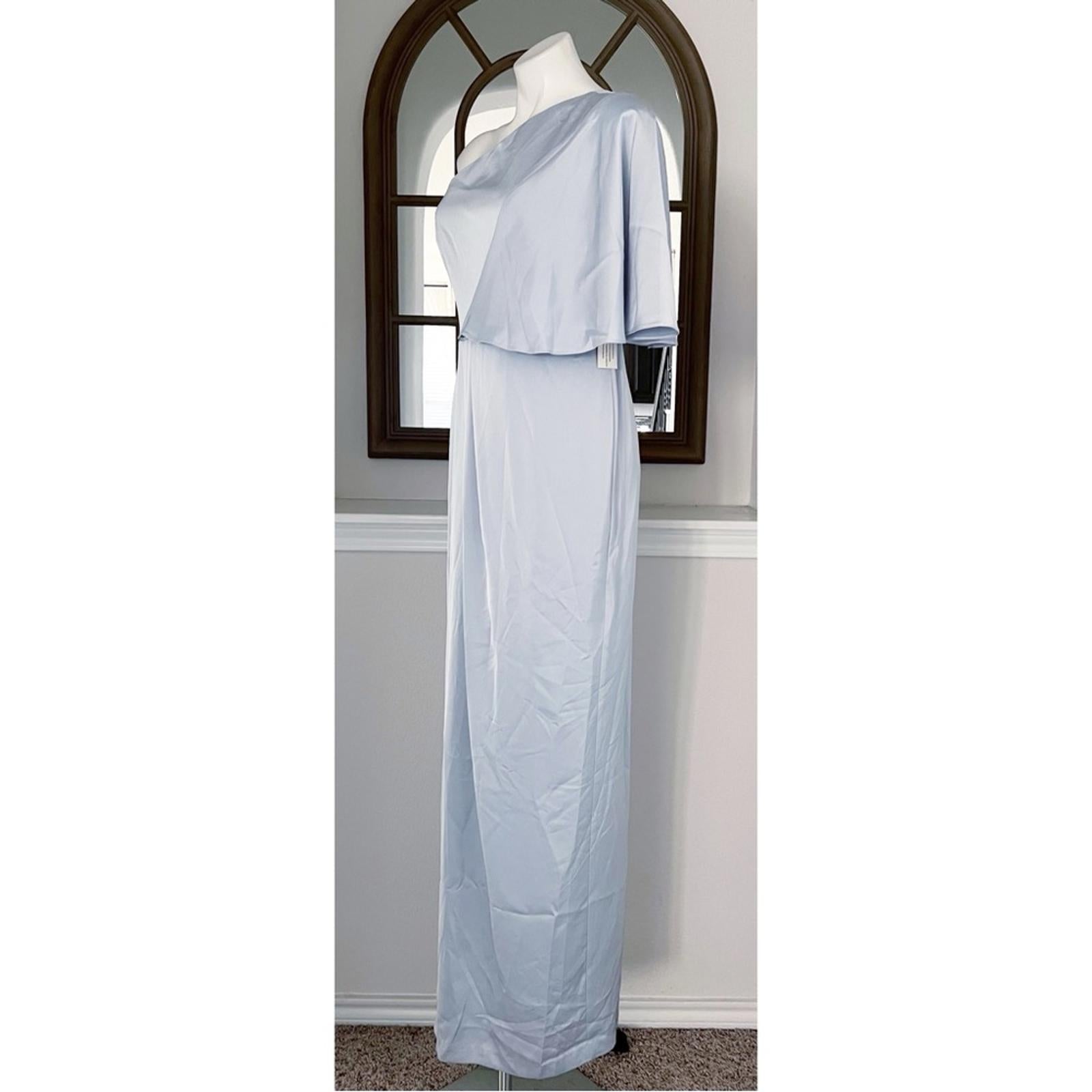 Aidan Mattox Draped One Shoulder Gown in Light Blue New w/Tag $365