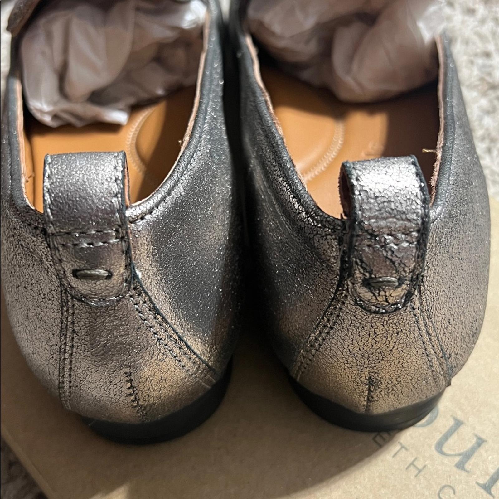 Gentle Souls Morgan Smoking Slipper Loafers, Pewter Leather, Size 9