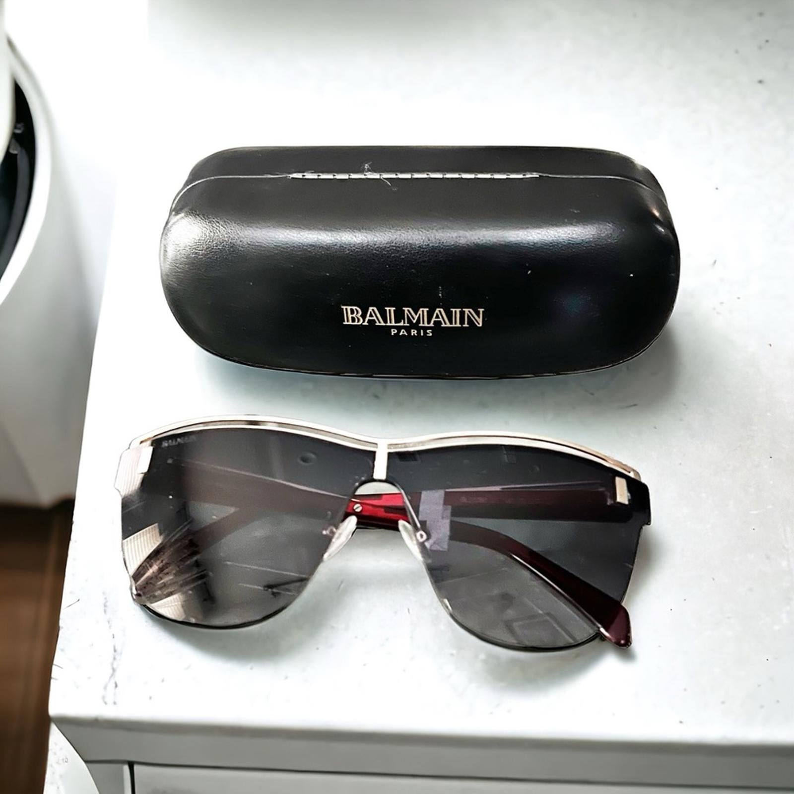 BALMAIN Sunglasses with Red Frames 70MM + Case New w/Tag