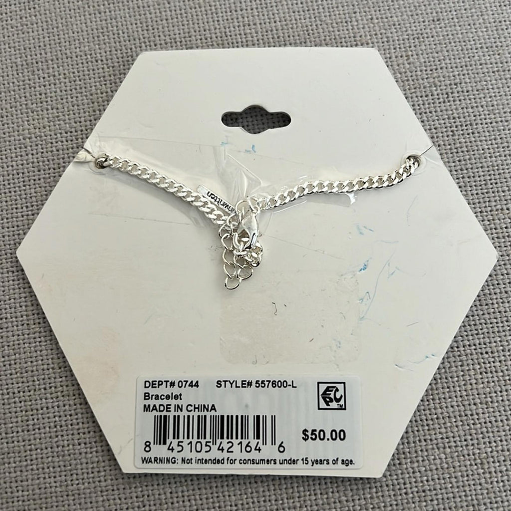 Unwritten Cubic Zirconia Fine Silver Plated 7”+1” Extender Bracelet, New w/Tag