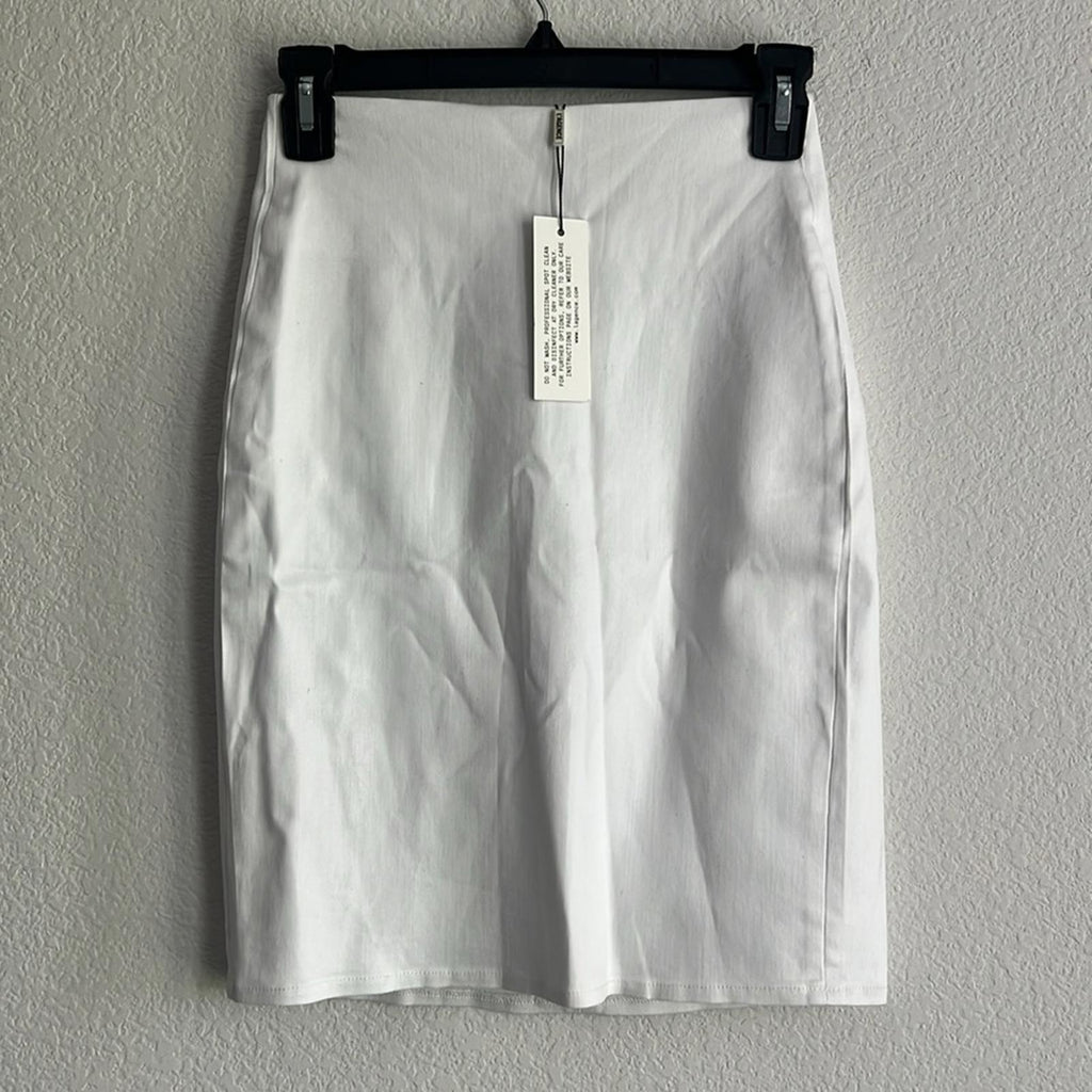 L'Agence Brandy Pull On Pencil Skirt in Coated White, NWT, Size XS $235