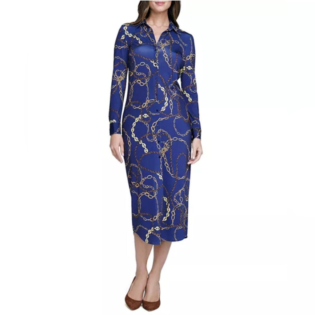 L’Agence Raelynn Shirt Dress in Indigo Gold, NWT, Size XS