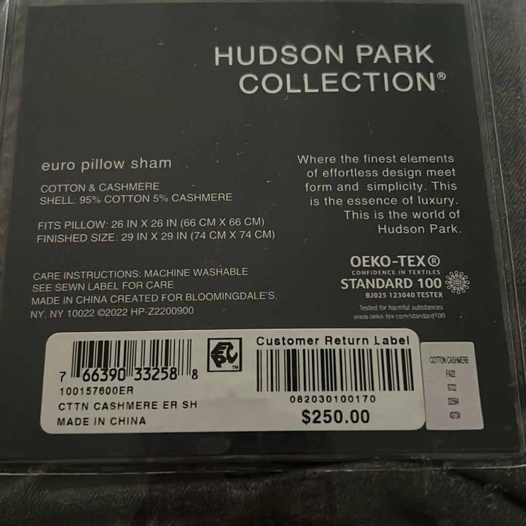 Hudson Park Collection Cotton-Cashmere Euro Sham, New w/Tag