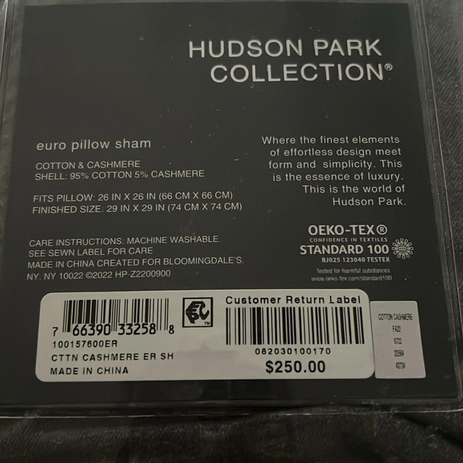 Hudson Park Collection Cotton-Cashmere Euro Sham, New w/Tag