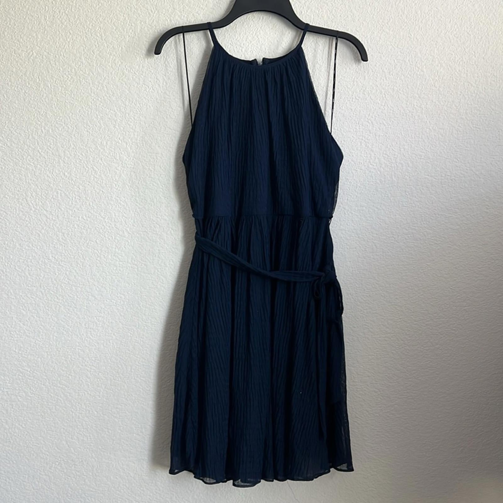 DKNY Petite Belted Halter Dress in Navy, NWT, Size 12P