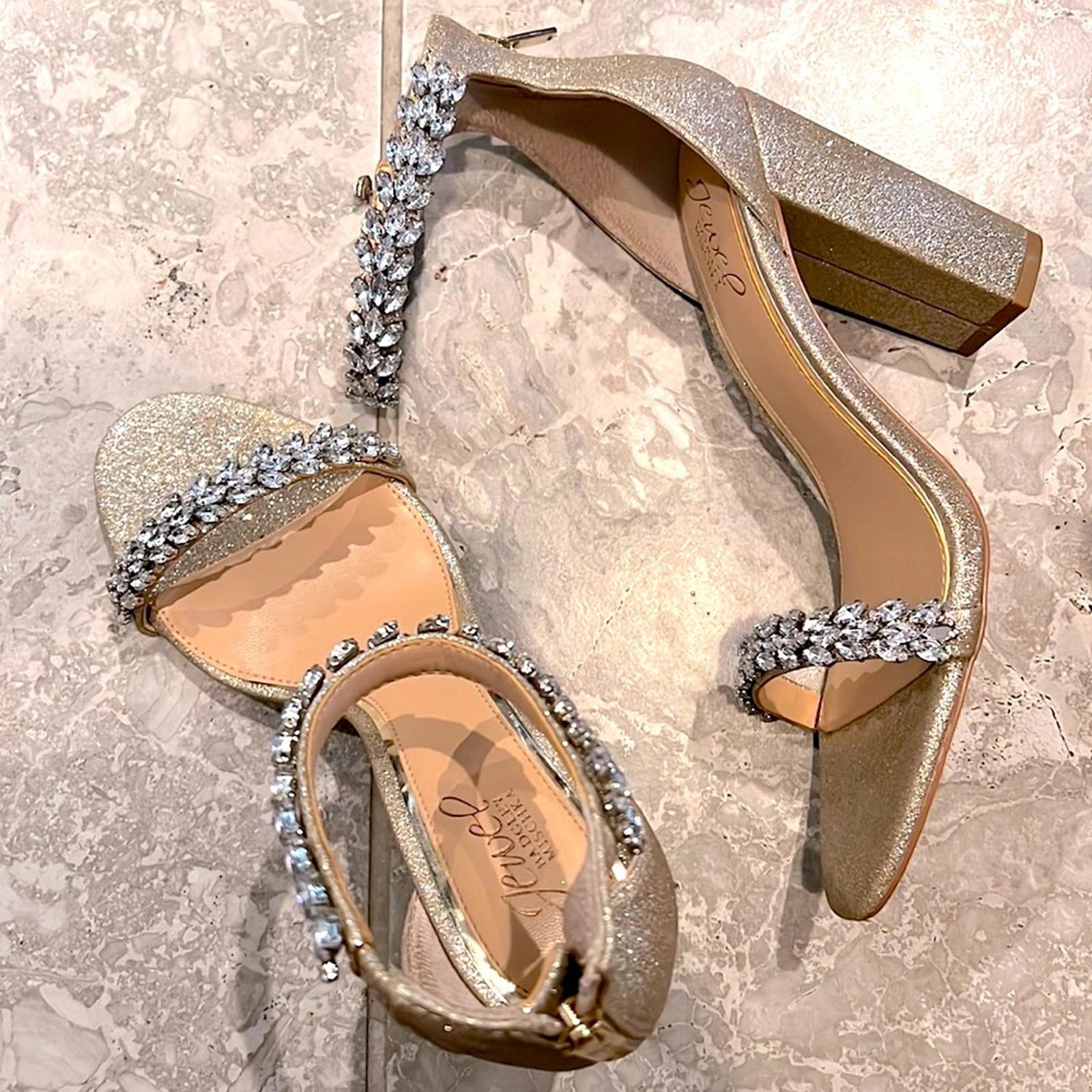 Jewel Badgley Mischka Odessa Heeled Sandals w/Dazzling Crystals 8.5 EXCELLENT!