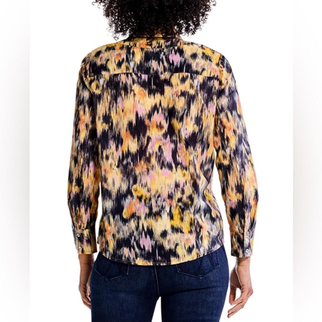 NIC+ZOE Dreamy Refined Ruffle Shirt, Yellow Multi Size XL New w/Tag $158