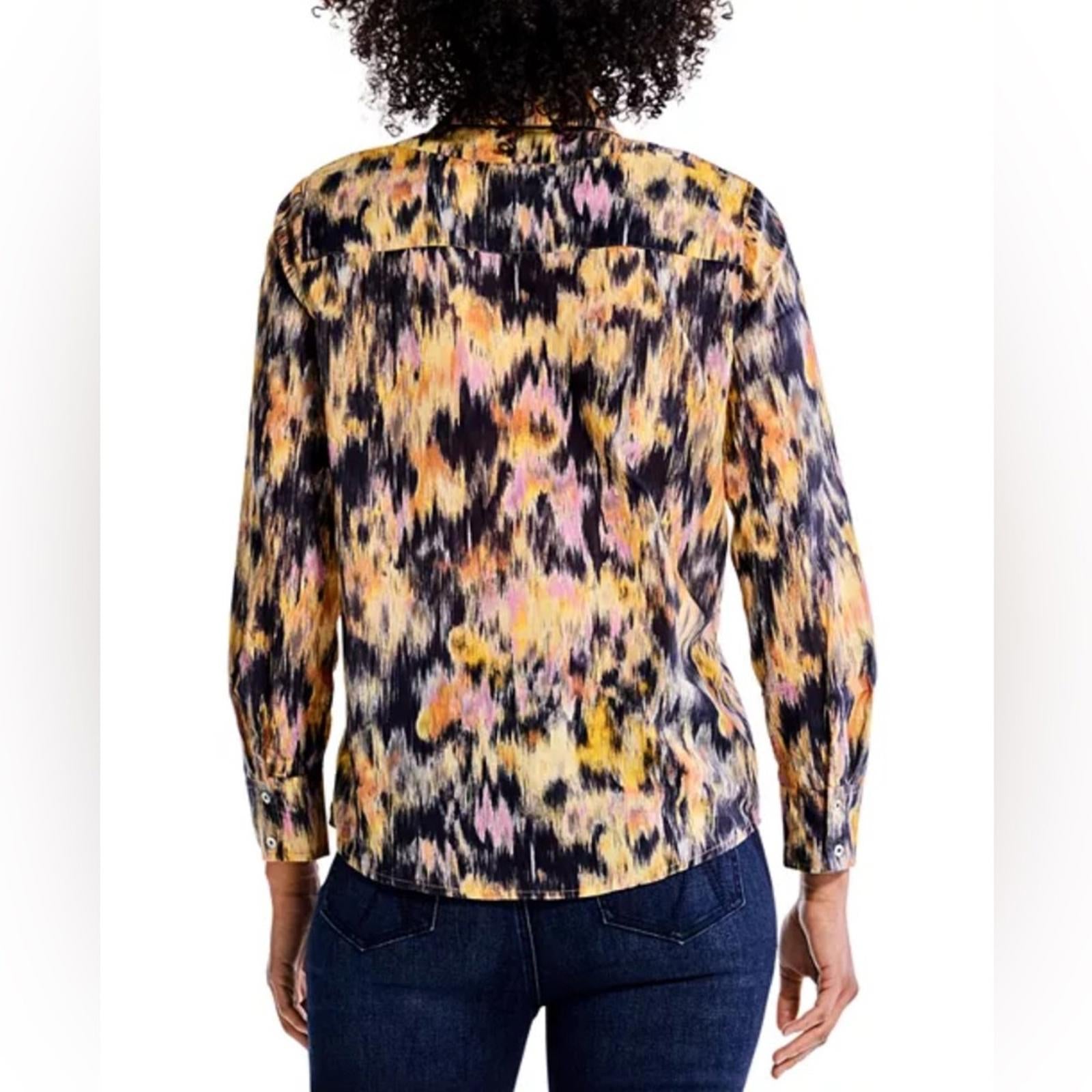NIC+ZOE Dreamy Refined Ruffle Shirt, Yellow Multi Size XL New w/Tag $158