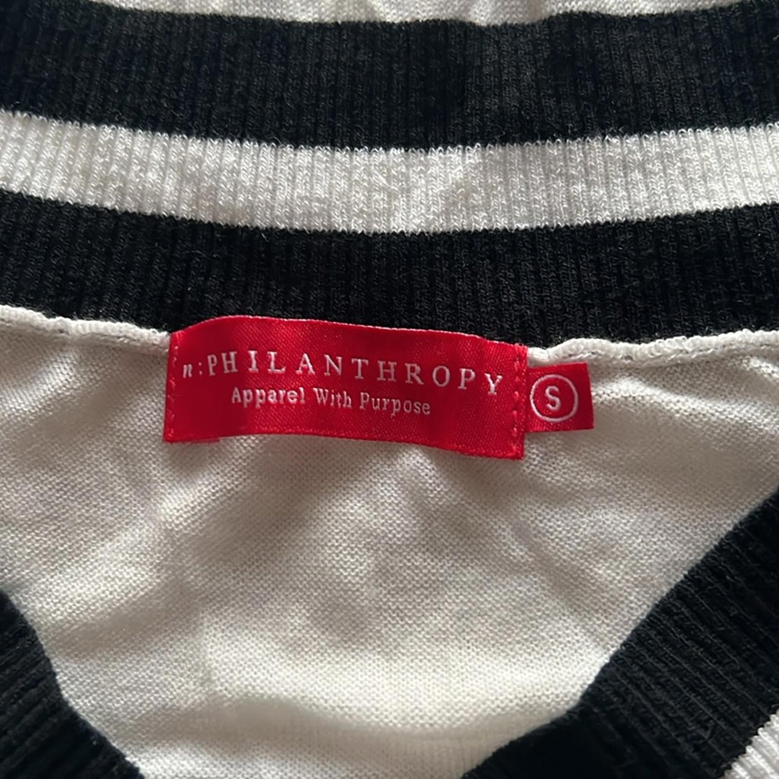 n:Philanthropy Wool V-Neck Lightweight Sweater, White & Black EXCELLENT! $178