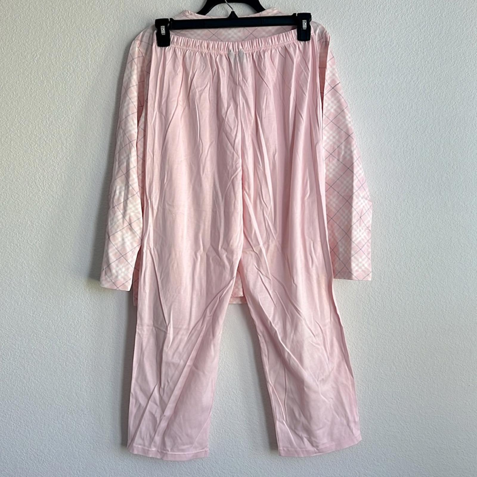 Burberry Pink Plaid Long Sleeve Pajama Set, NWT, Size L