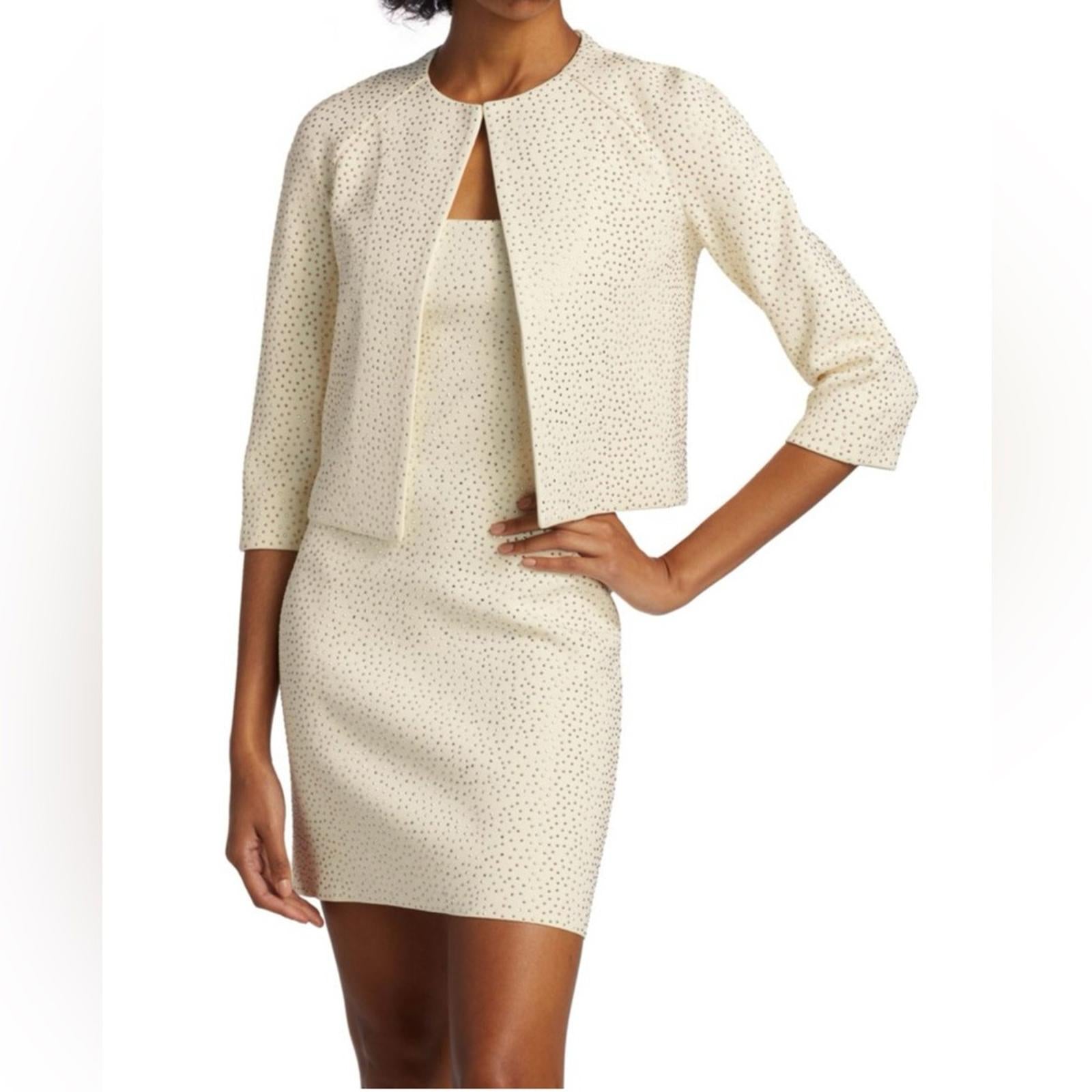 St. John Embellished Knit Jacket in Ecru, Size 0 NEW w/Tag $1,695