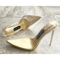 Jessica Rich Fancy Stiletto Clear Vinyl Pumps, Gold Size 39 New in Box + DustBag