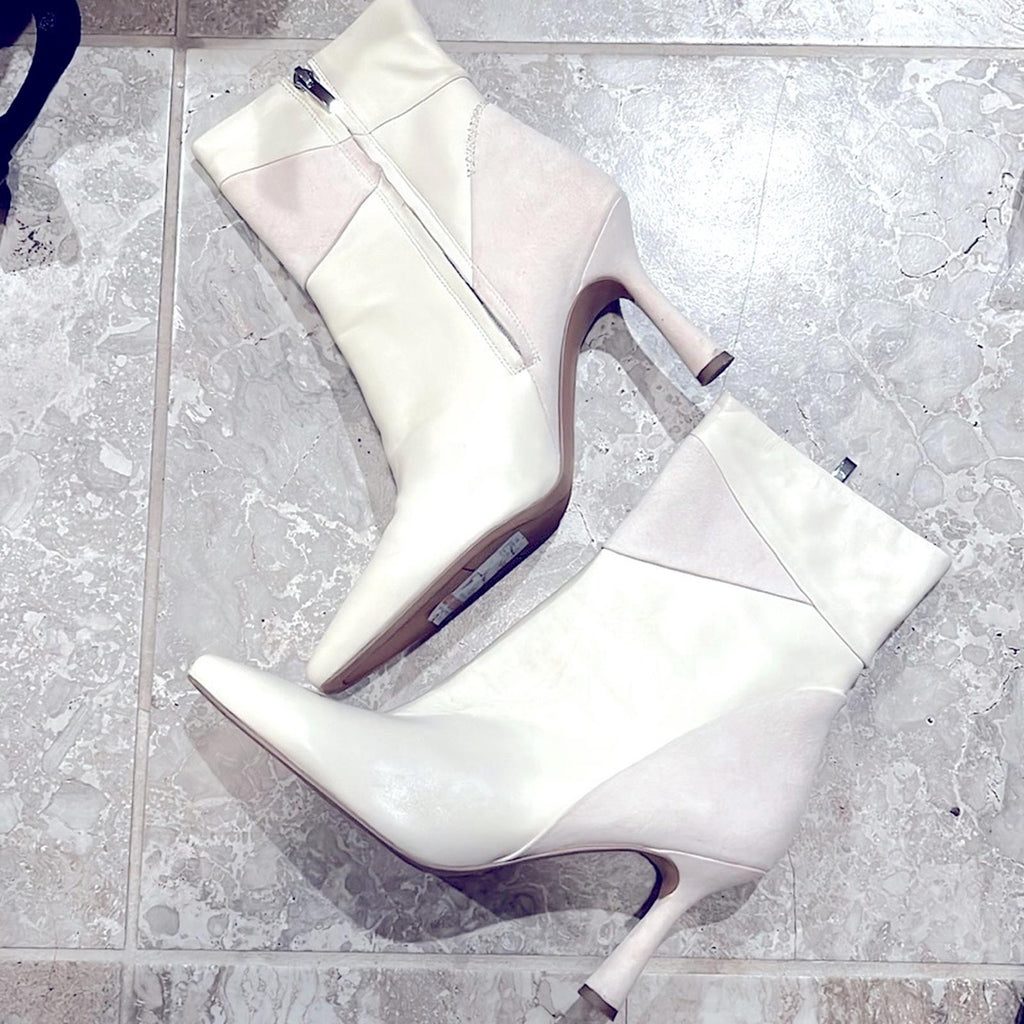 Franco Sarto Milinda Leather Booties, Stone White Size 9.5 M, in Original Box