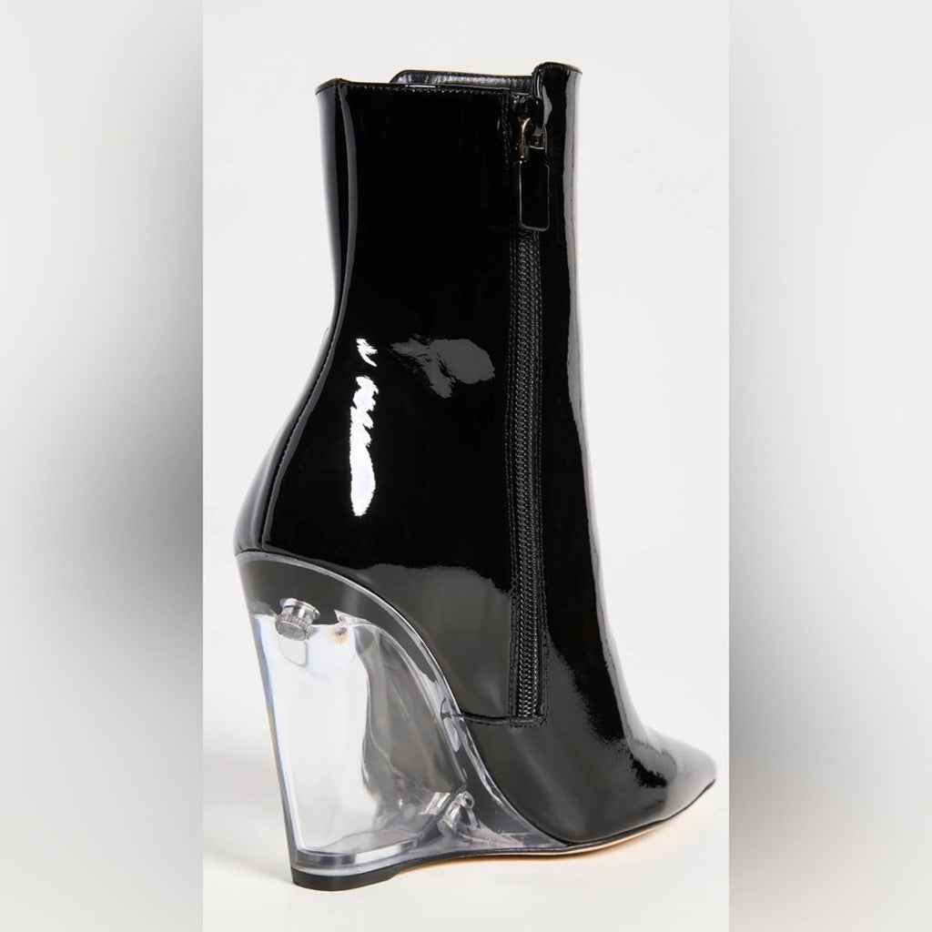 Stuart Weitzman Lucite 100 Wedge Heel Boots in Black, Size EU36.5 US6 New in Box