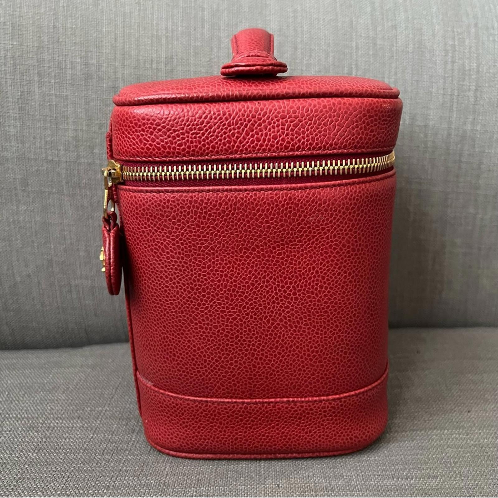 Chanel Timeless Vanity Case, Red Caviar Leather Bag