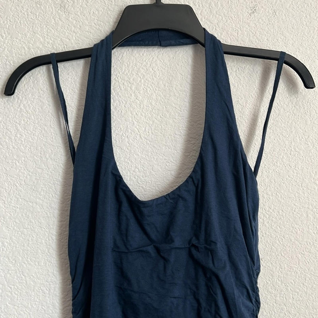 Velvet by Graham & Spencer Amanda Ruched Halter Dress in Navy, NWT, Size M $198