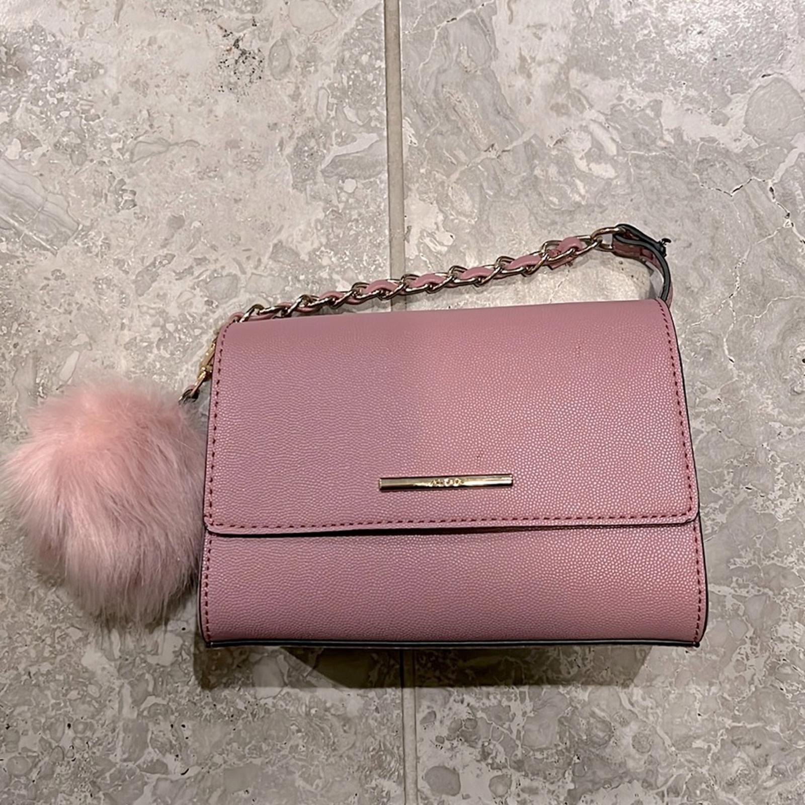 Aldo Astoewiel Crossbody Bag with Faux Fur Keychain in Pink