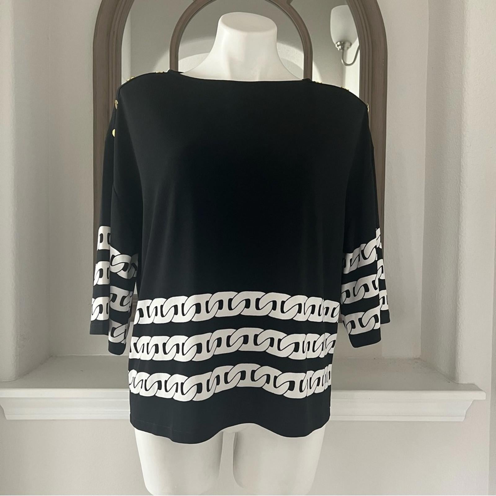 Chico’s Knit Kit Majestic Button Top, Size 4