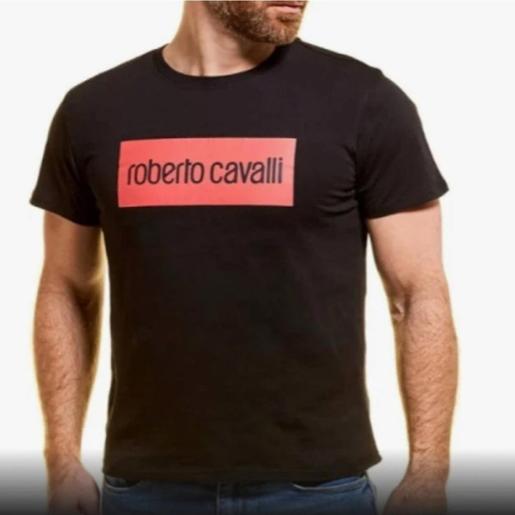 Roberto Cavali Graphic Logo Print T-Shirt in Black, Size XXL NEW w/Tag