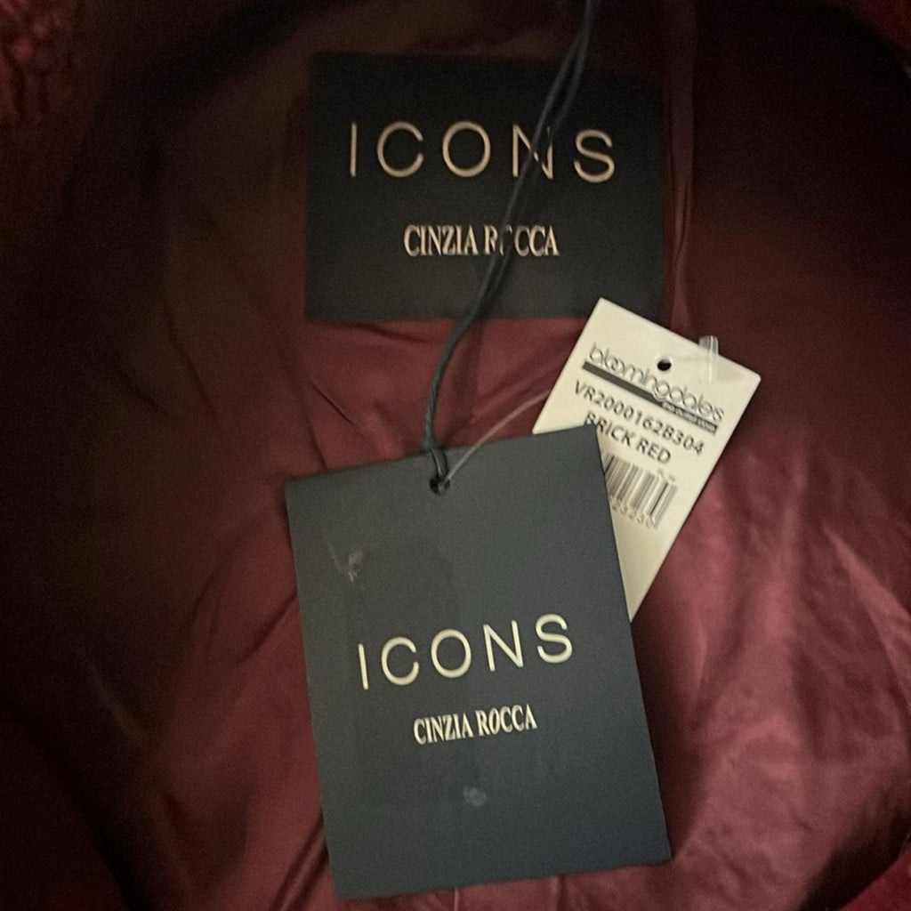 ICONS Cinzia Rocca Wool Teddy Pea Coat in Red, Size 10 NWT $1,005 Made in Italy