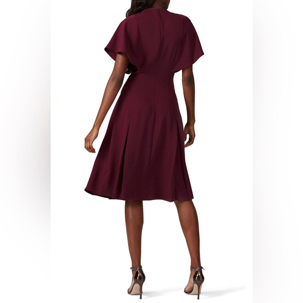 Ted Baker Kasiane Zip-Front Midi Dress in Burgundy Poplin, Size 1/XS Retail $329