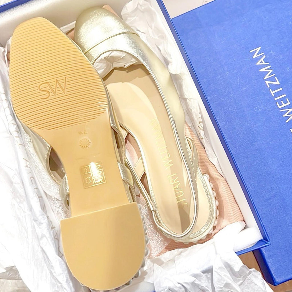 Stuart Weitzman Pearl Embellished Slingback Flats Sz 38/7.5 New in Box SOLD OUT!