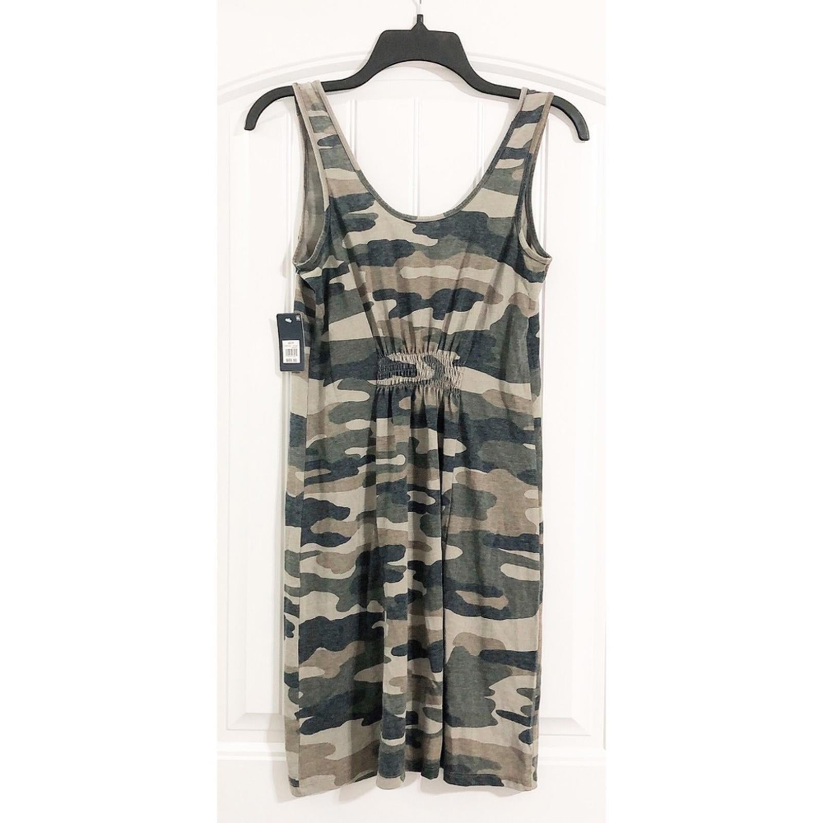 Lucky Brand Camo Tank Mini Dress in Army Green, NWT, Size XS