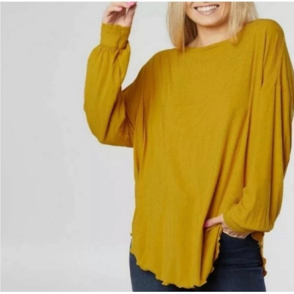 Free People Shimmy Shake Open Twist Back Top/ Sweater in Gold, Size S New w/Tag