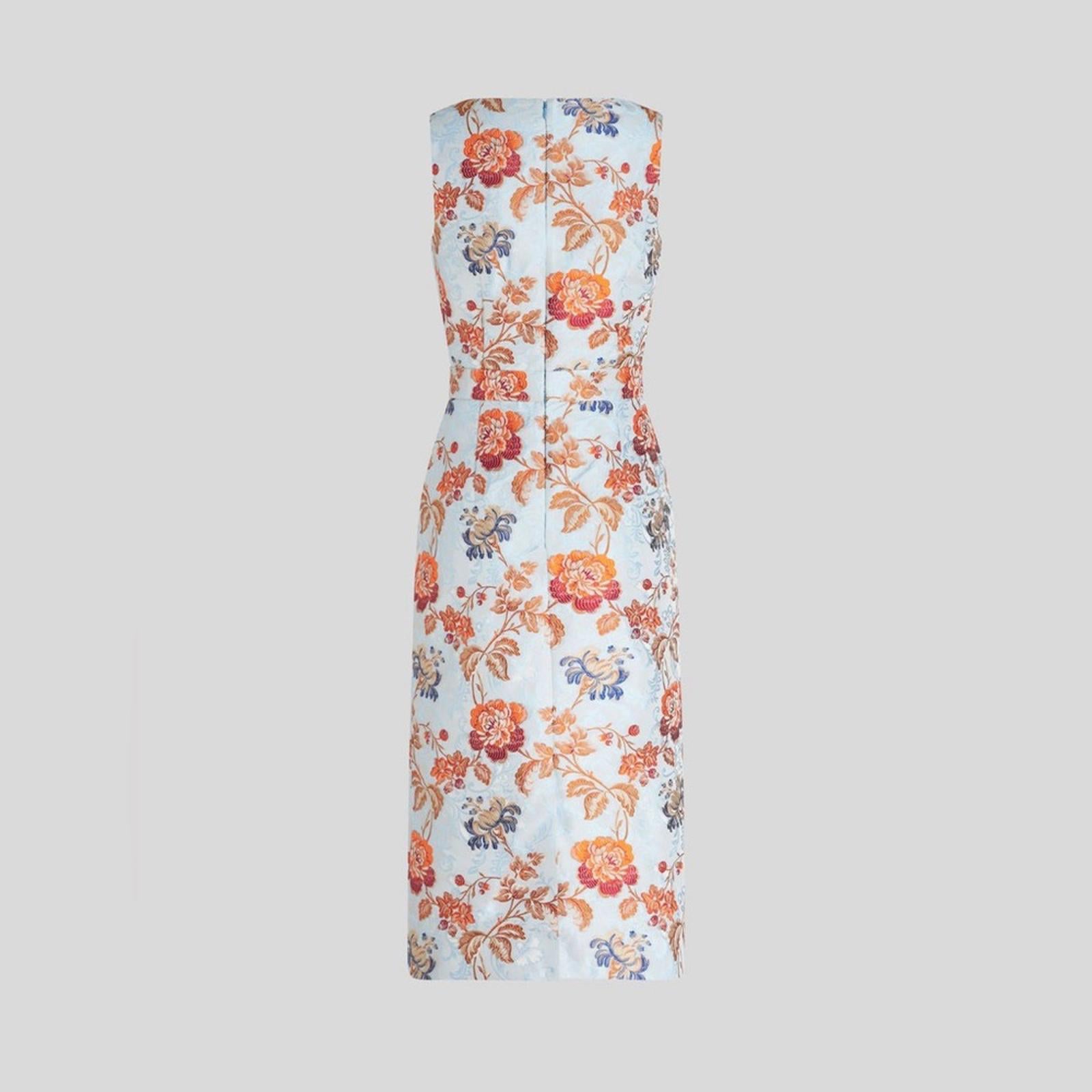 Etro Jacquard Floral Sheath Dress in Pale Blue Multi, Size 36, NEW $2300