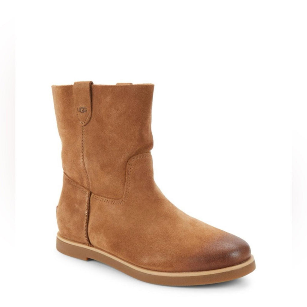 UGG Josefene Leather Short Boots in Chestnut, Size 5.5, New without Box