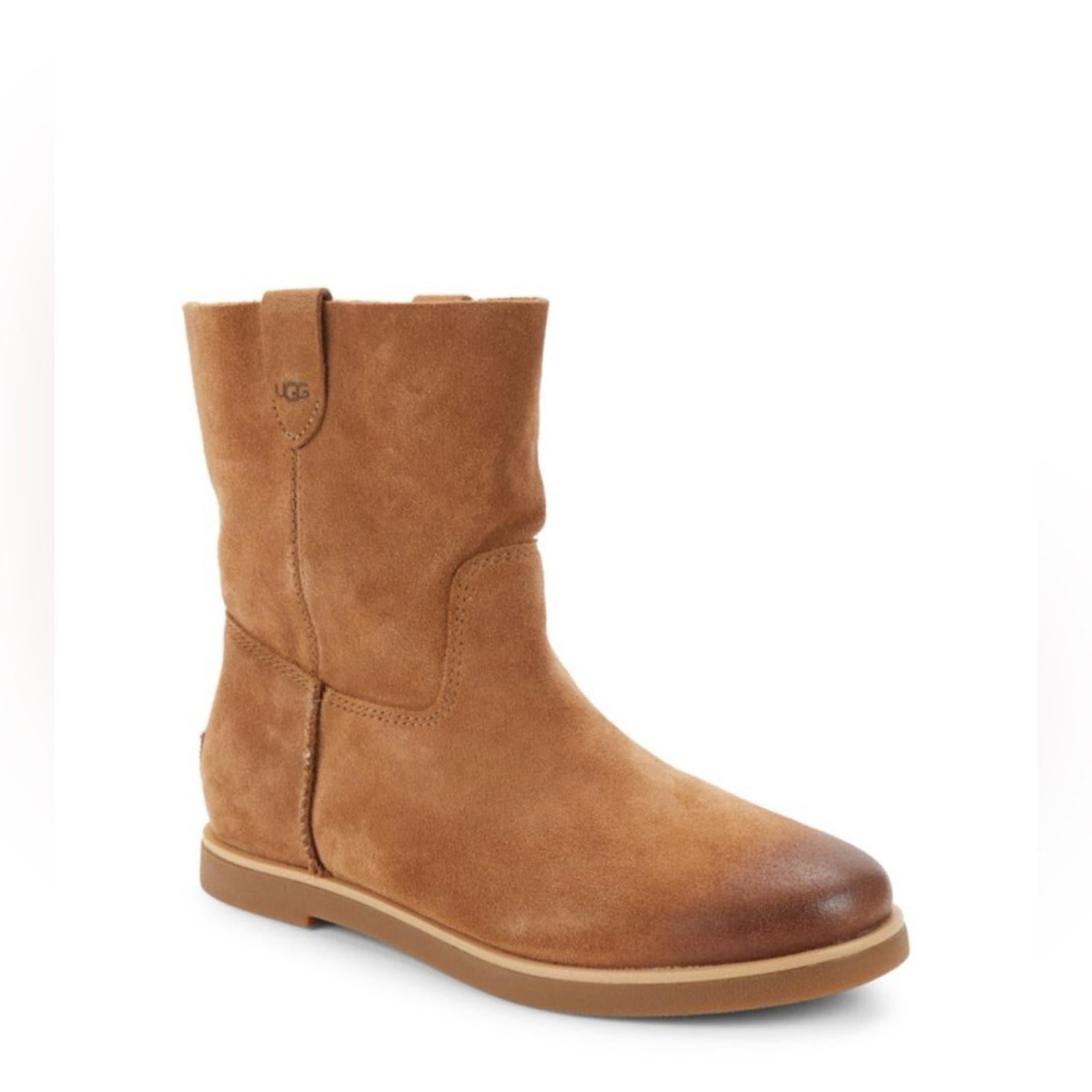UGG Josefene Leather Short Boots in Chestnut, Size 5.5, New without Box