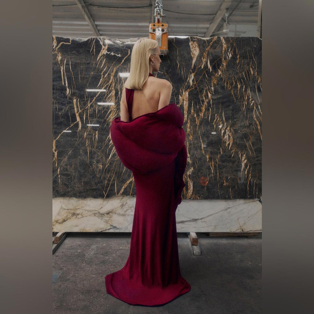 Et Ochs Valentina Open Back Gown Halter Evening Dress, Crimson, Size 8 NWT $1695
