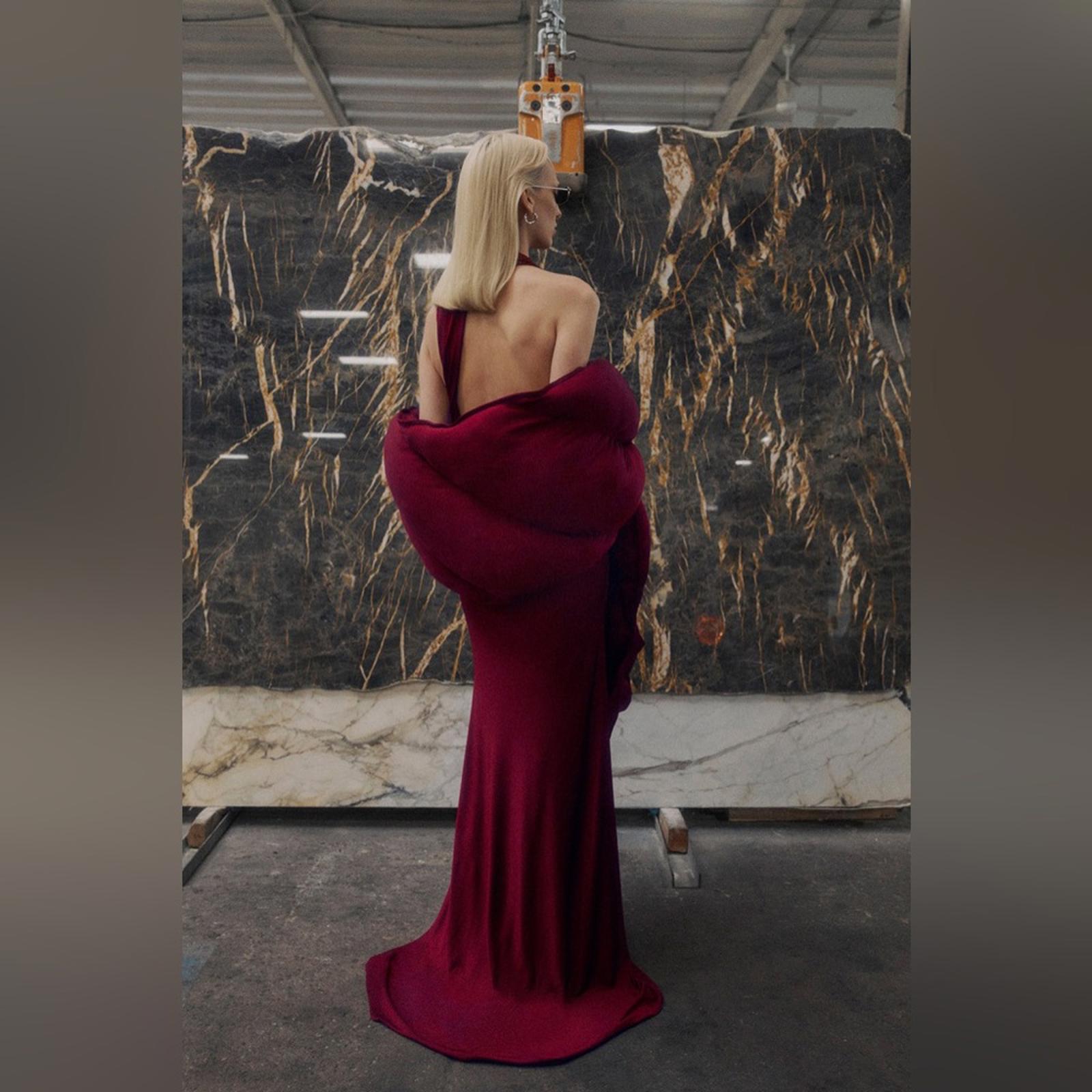 Et Ochs Valentina Open Back Gown Halter Evening Dress, Crimson, Size 8 NWT $1695