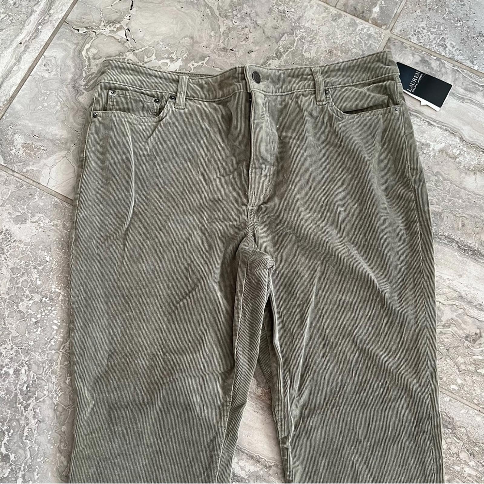 Lauren Ralph Lauren Stretch Corduroy Straight Pants, Green, Size 14 NWT $145