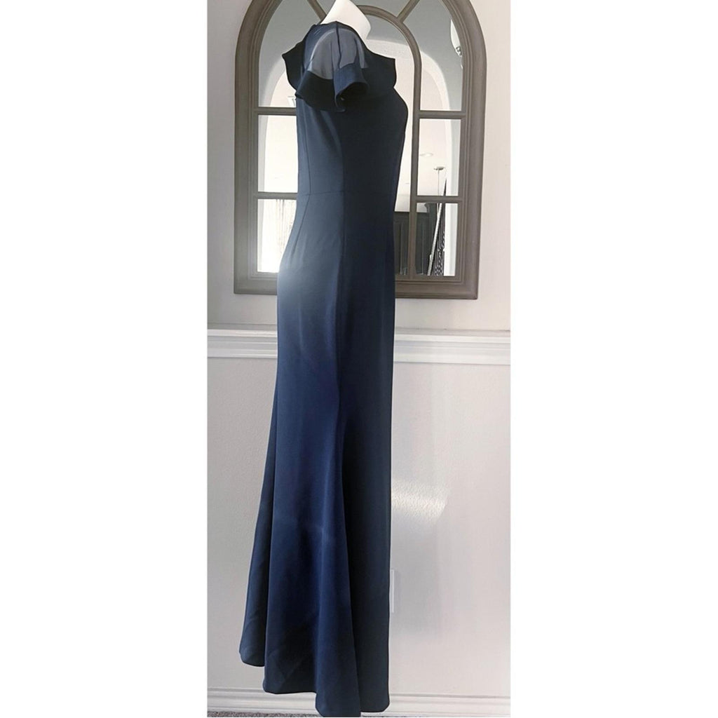 Eliza J. Mush Flutter Sleeve Maxi Dress in Navy, Size 6, NEW