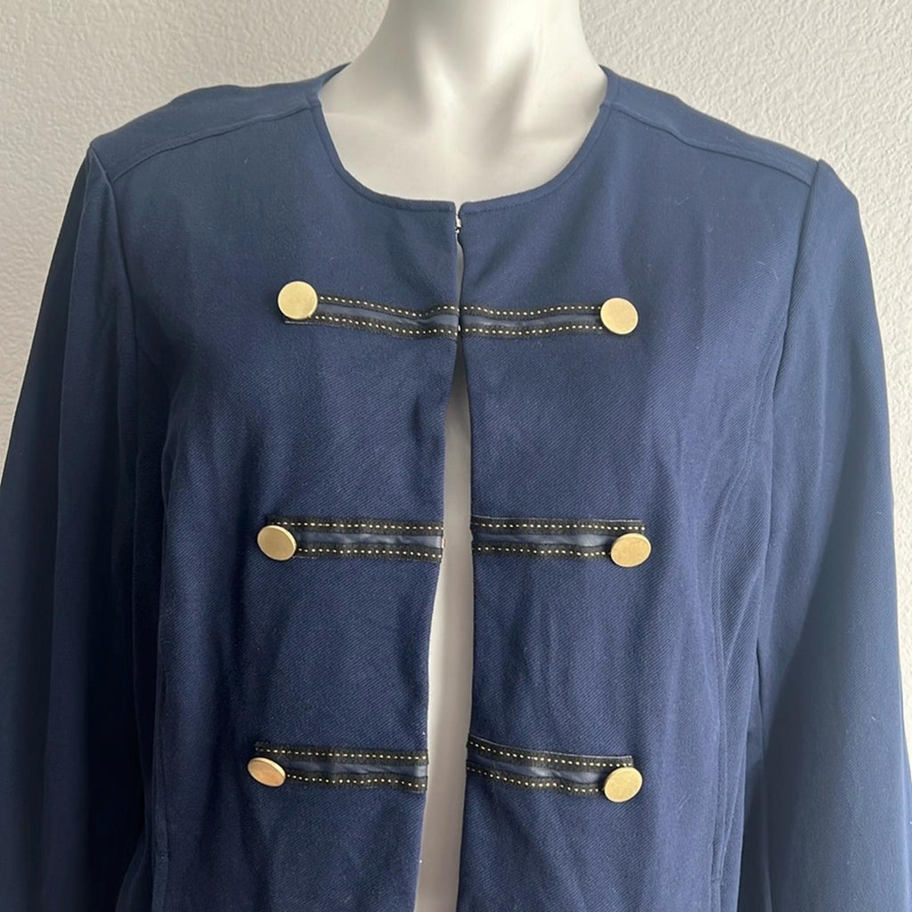 Chico's Military Long Sleeve Jacket in Deep Navy, Size 3 (16/18), Retail $149