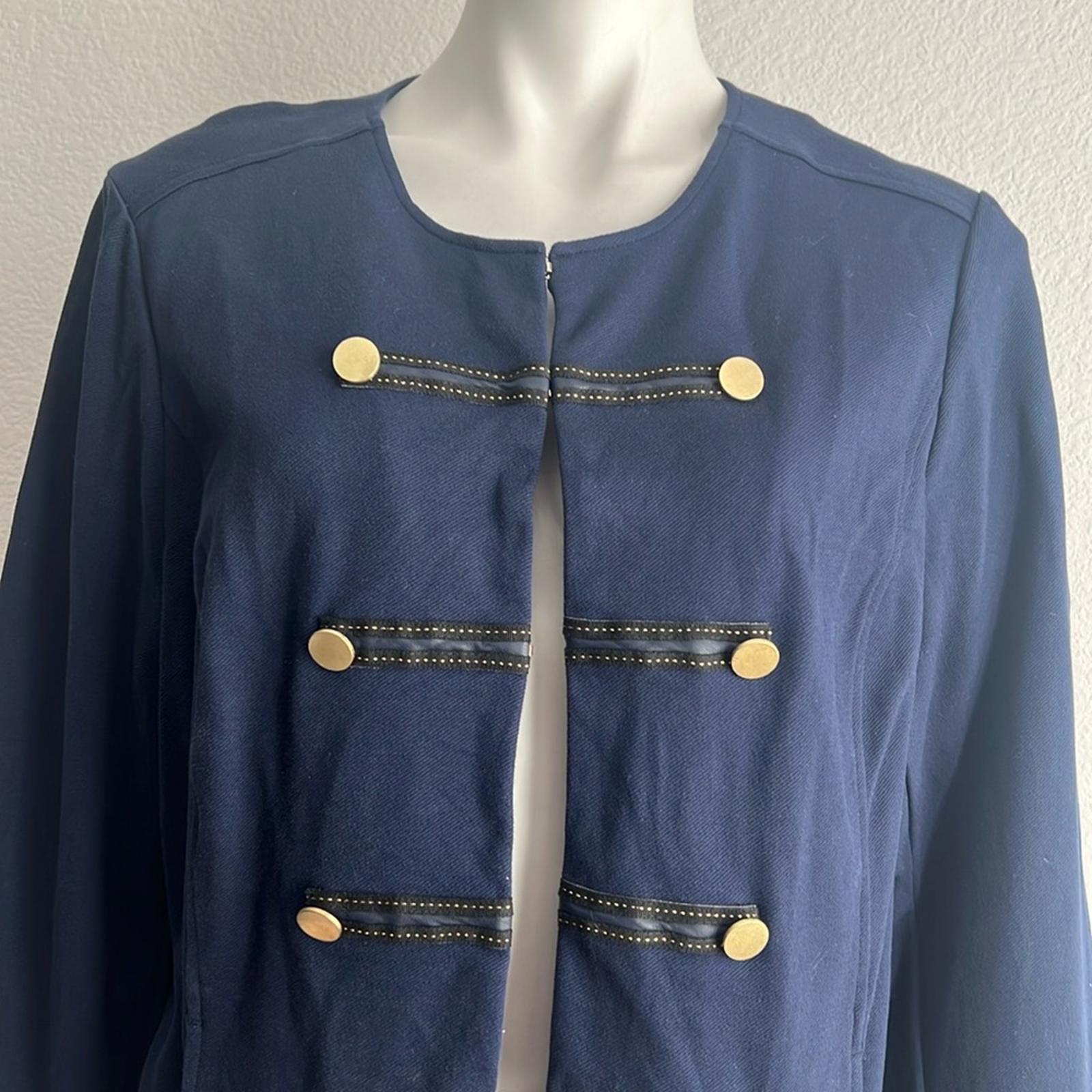 Chico's Military Long Sleeve Jacket in Deep Navy, Size 3 (16/18), Retail $149